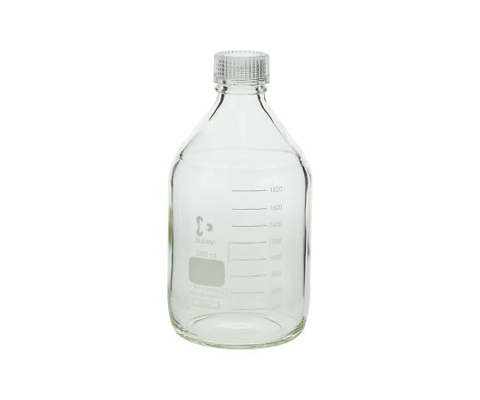 SCHOTT DURAN 017200-20003 Screw-Top Bottle Round White (DURAN(R)) with Clear Cap 2000mL